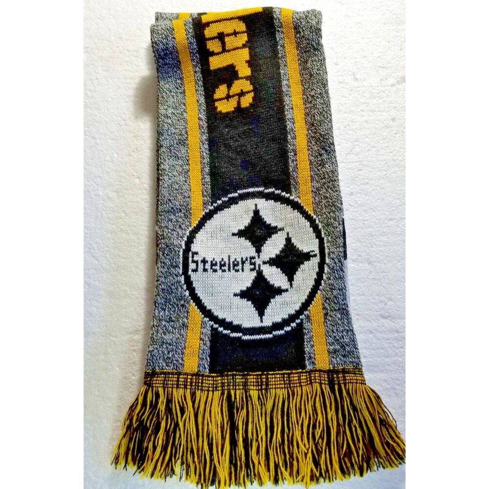 Pittsburgh Steelers Knit Scarf Black & Gold Fringe Unisex Black & Gold Fan Gear